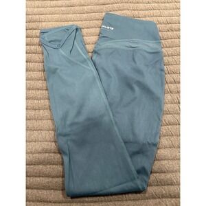 Alphalete Alphalux Harmony Legging Scallop Hem Forest Green Ribbed Panel Medium